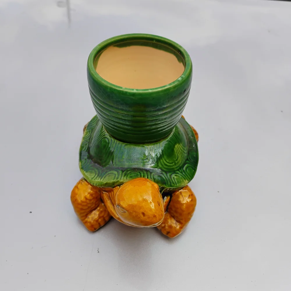 Green and Orange Turtle Planter